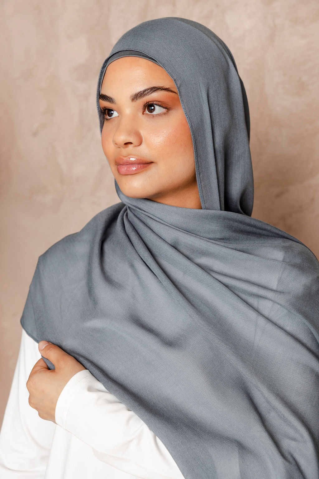 Slate Grey – Modal Hijab Set with Matching Under Cap