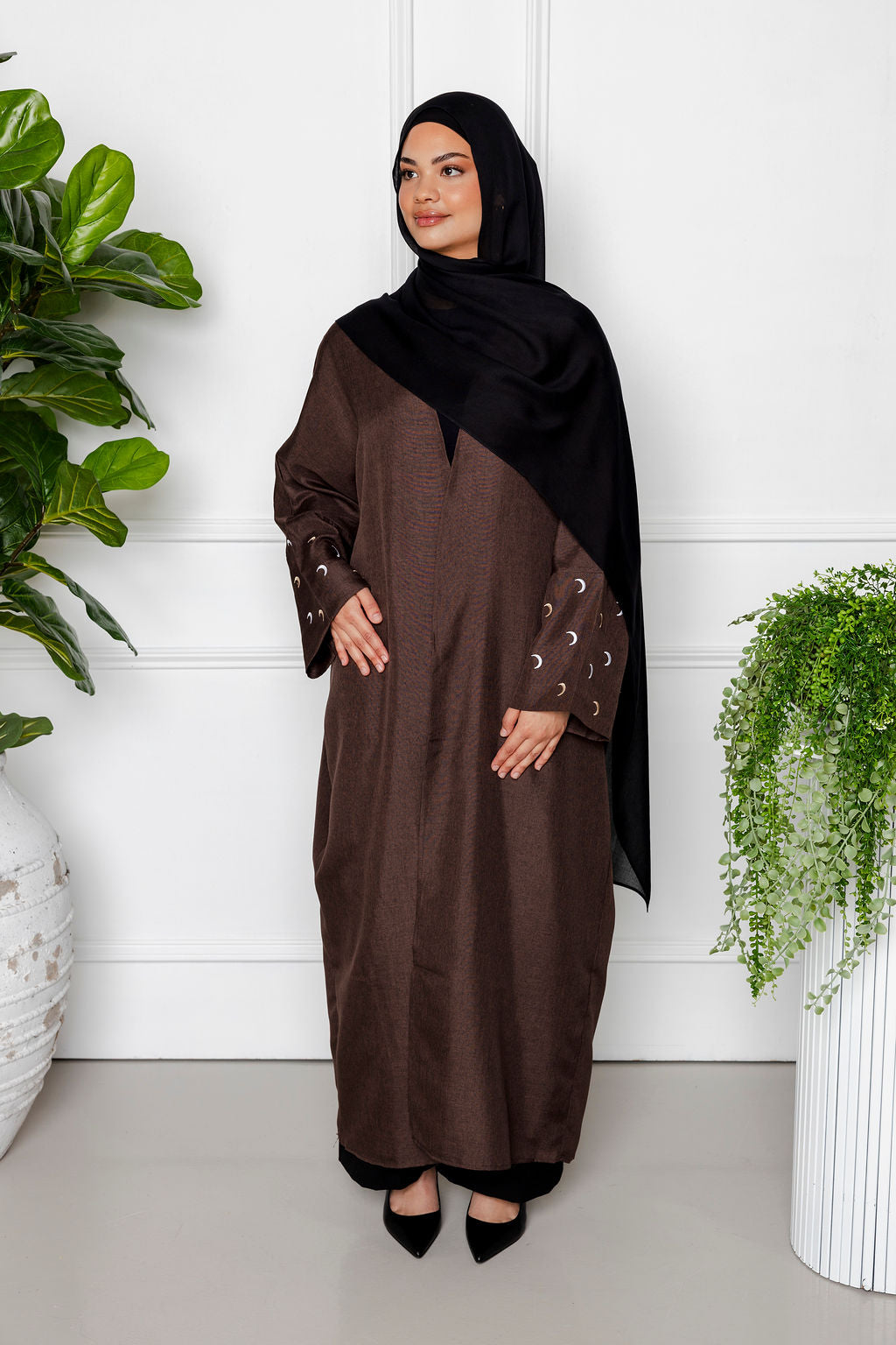 Cresent Abaya - Brown