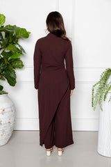 Layla Draped Two Piece Set with Asymmetric Top - Brown