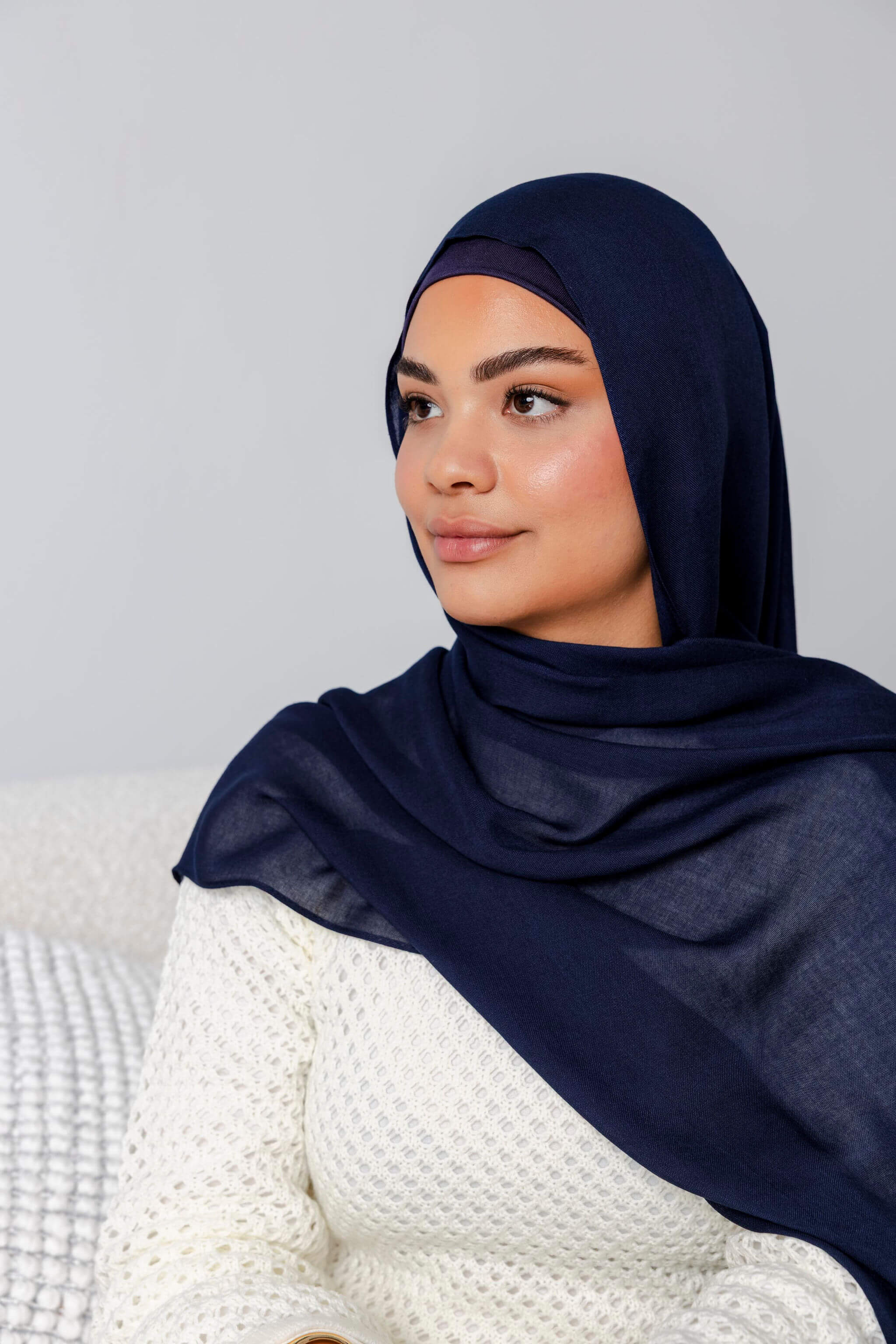 Navy – Modal Hijab Set with Matching Under Cap