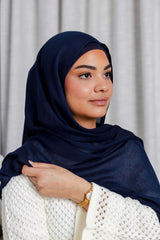 Navy – Modal Hijab Set with Matching Under Cap