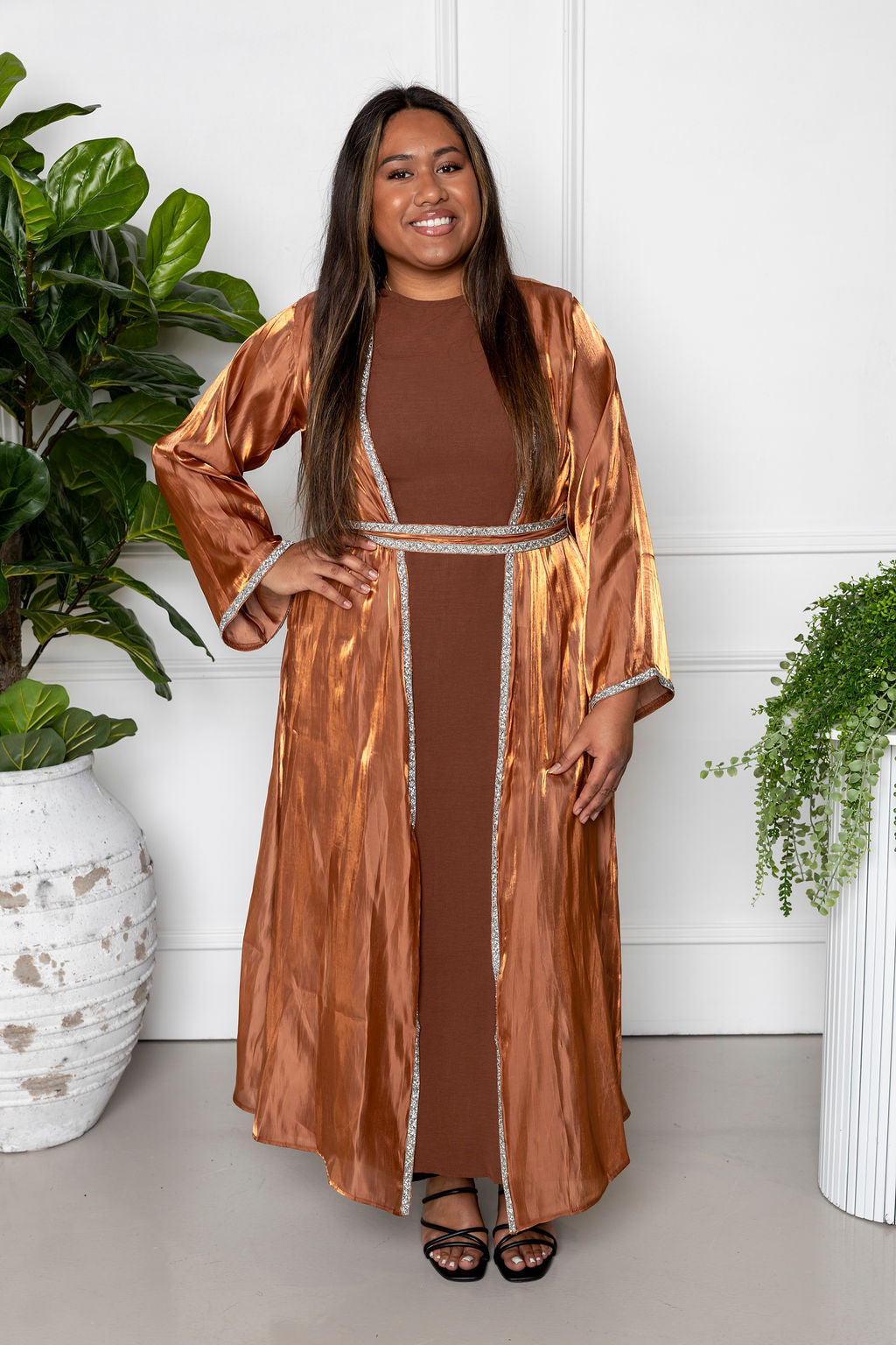 Fatima Abaya Set - Brown