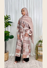 Patchwork Maxi Kimono Robe - Brown