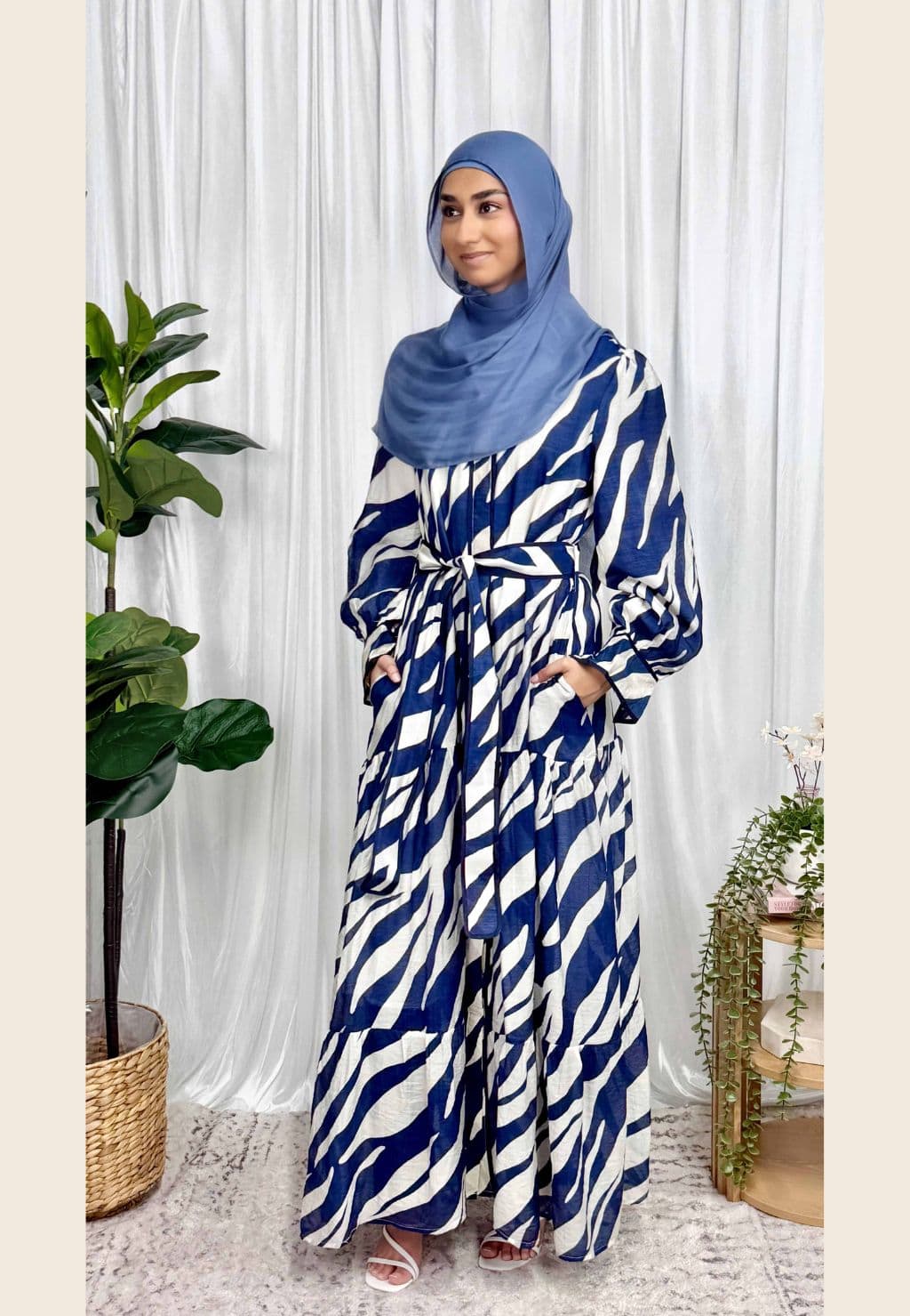 Zebra Print Dress - Blue