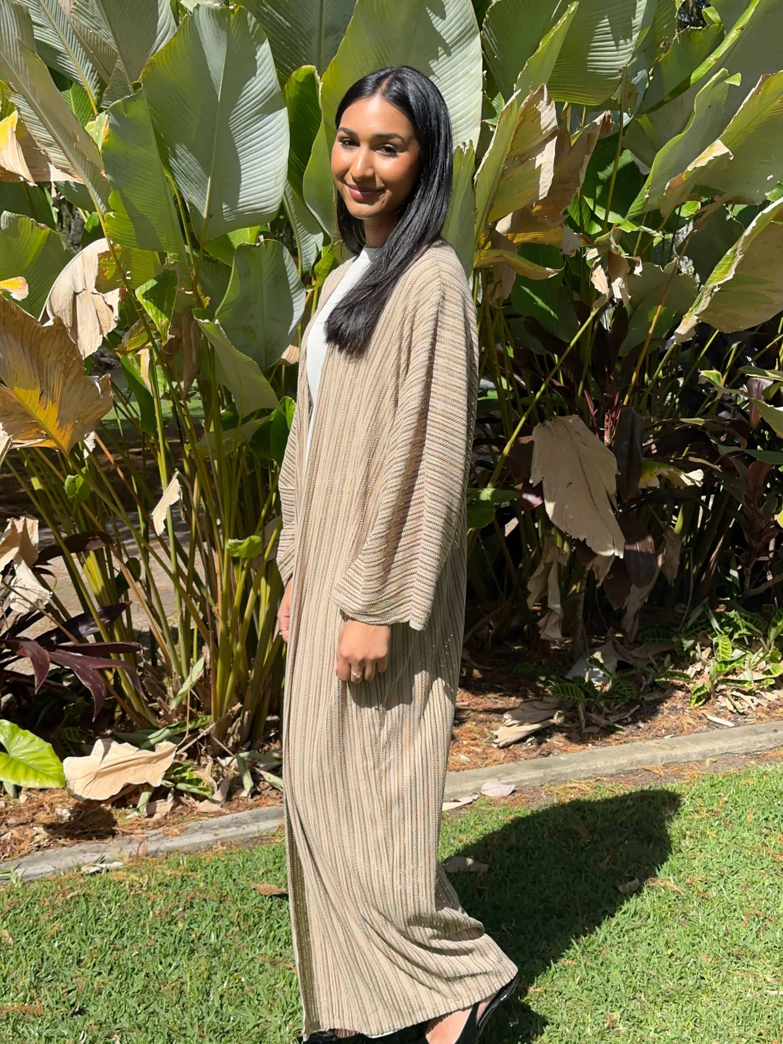 Crochet Style Cardigan - Brown