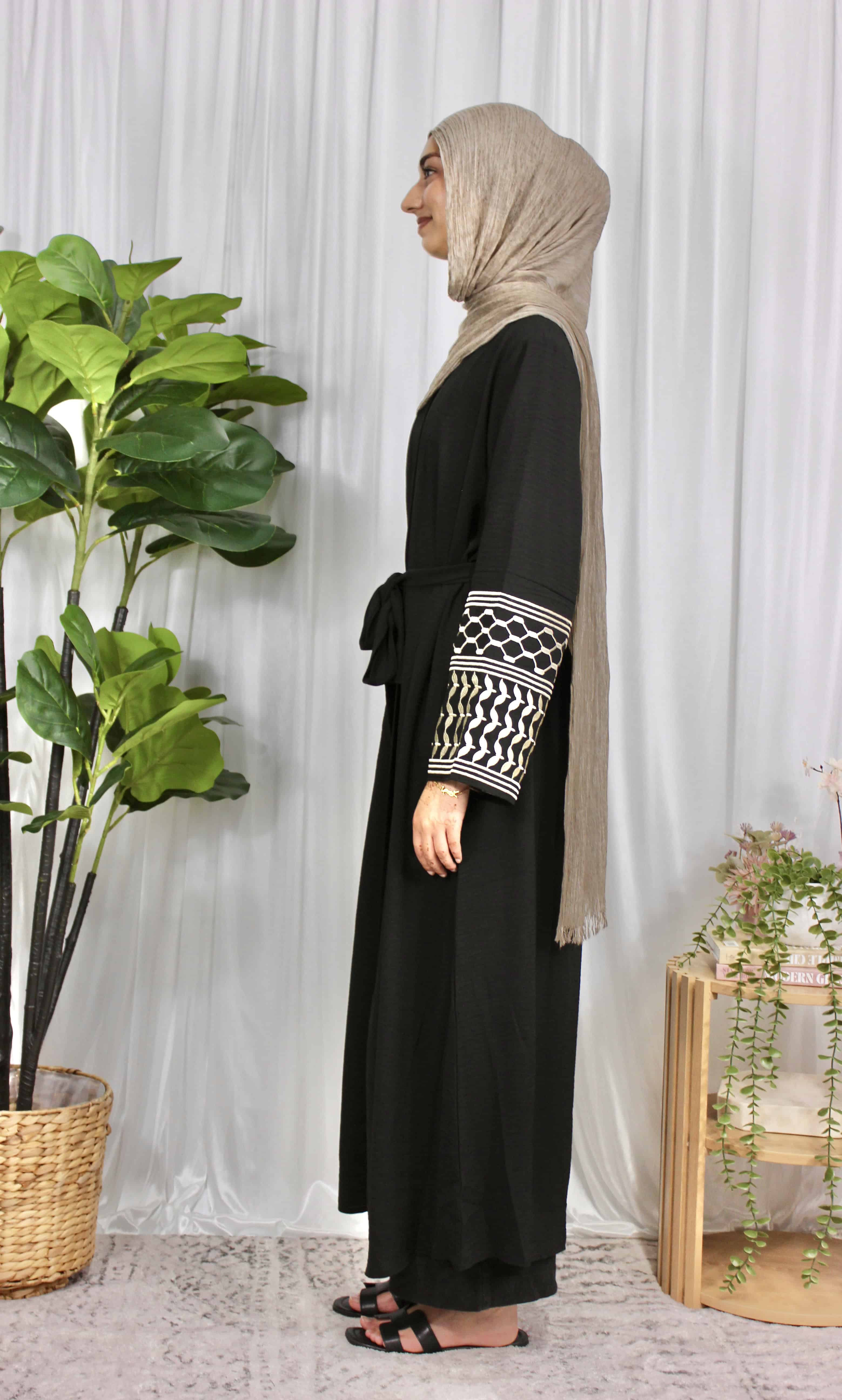 Keffiyeh Abaya - Black