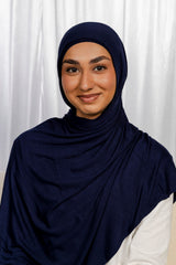 Navy Jersey Hijab Set with Matching Under Cap