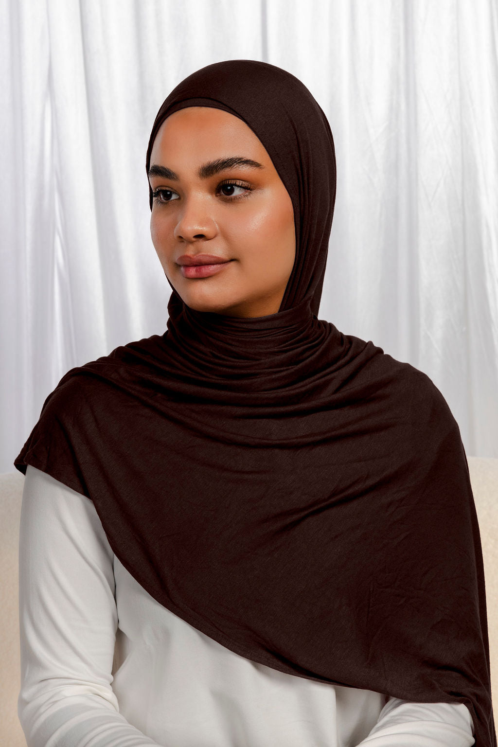Chocolate Jersey Hijab Set with Matching Under Cap