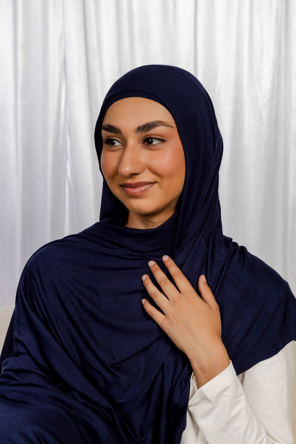 Navy Jersey Hijab Set with Matching Under Cap