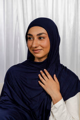 Navy Jersey Hijab Set with Matching Under Cap