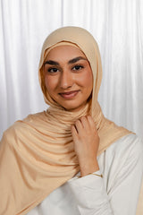 Tan Jersey Hijab Set with Matching Under Cap