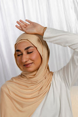 Tan Jersey Hijab Set with Matching Under Cap