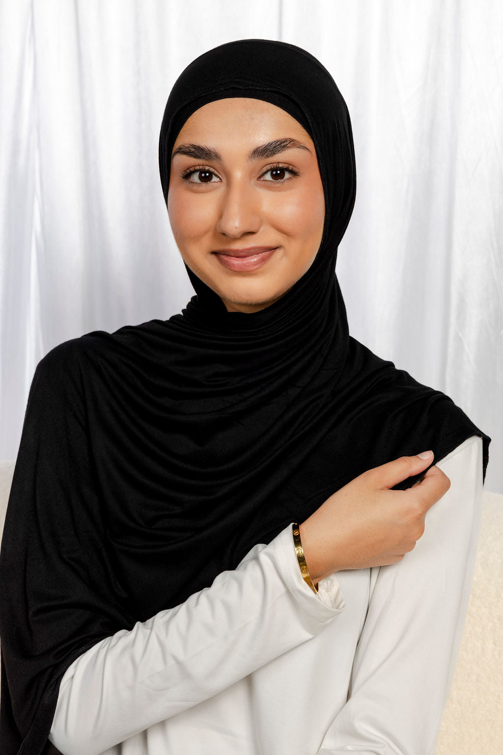 Black Jersey Hijab Set with Matching Under Cap
