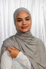 Grey Jersey Hijab Set with Matching Under Cap