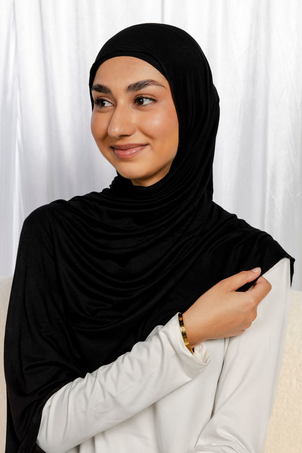 Black Jersey Hijab Set with Matching Under Cap
