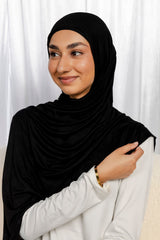 Black Jersey Hijab Set with Matching Under Cap