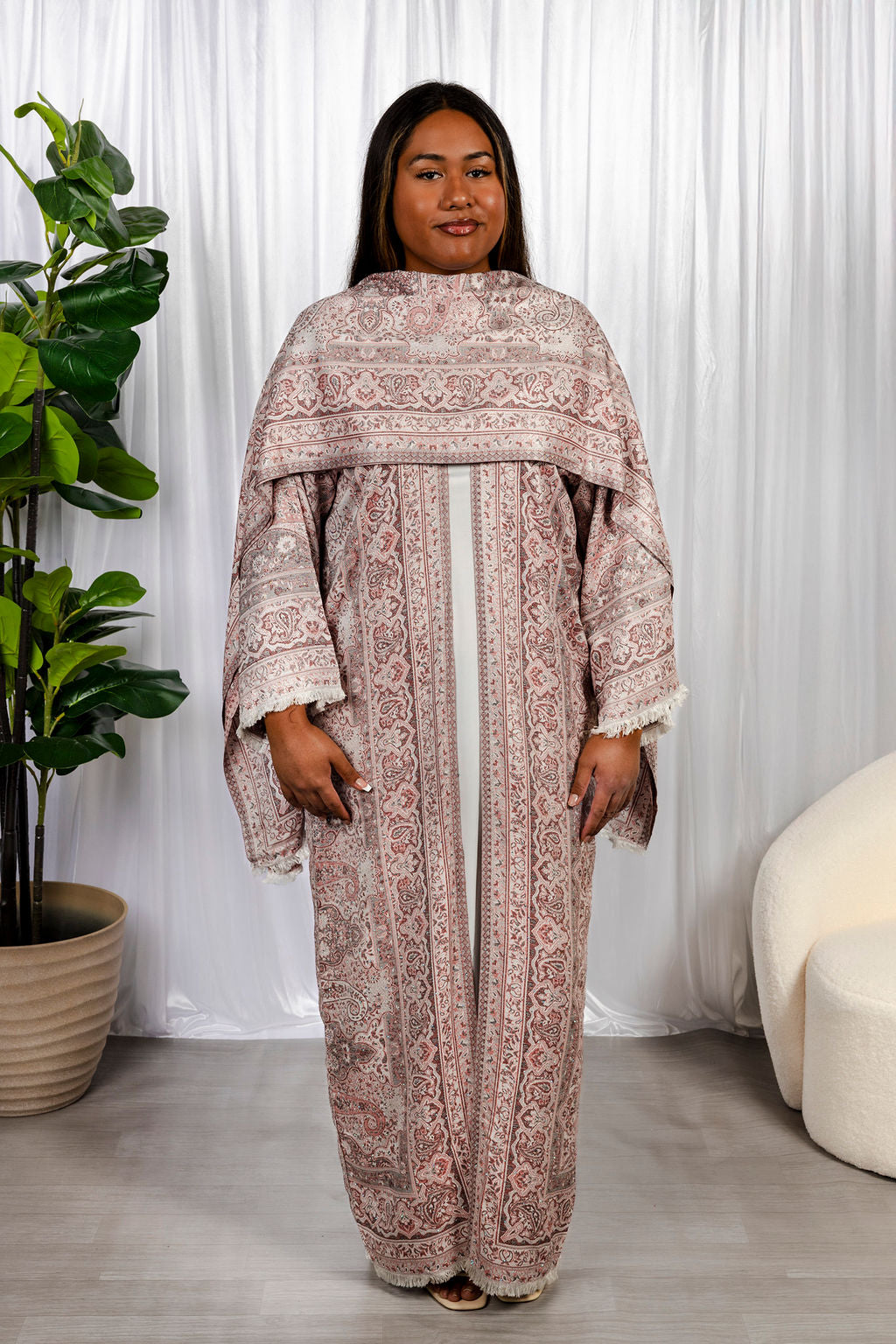 Dark Pink Pashmina Abaya Set