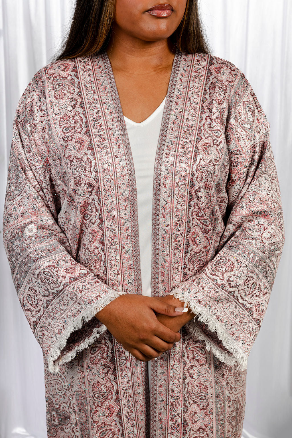 Dark Pink Pashmina Abaya Set