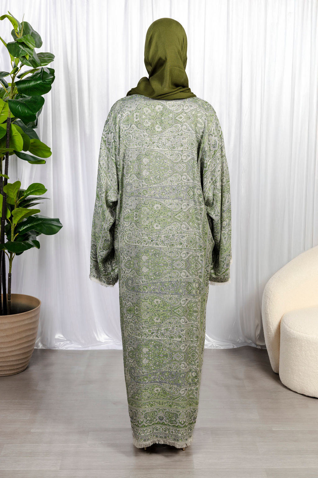 Green Pashmina Abaya Set