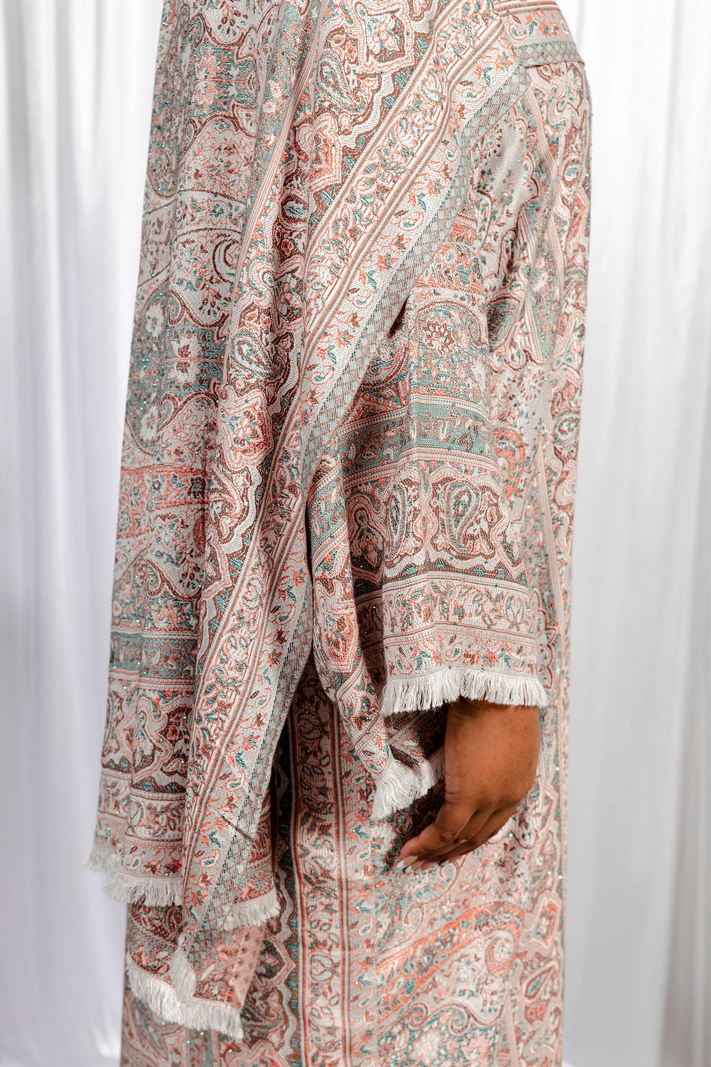 Red Pashmina Abaya Set