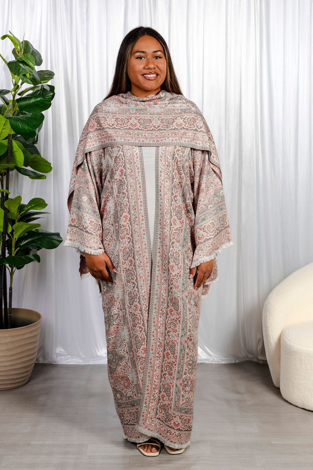 Red Pashmina Abaya Set