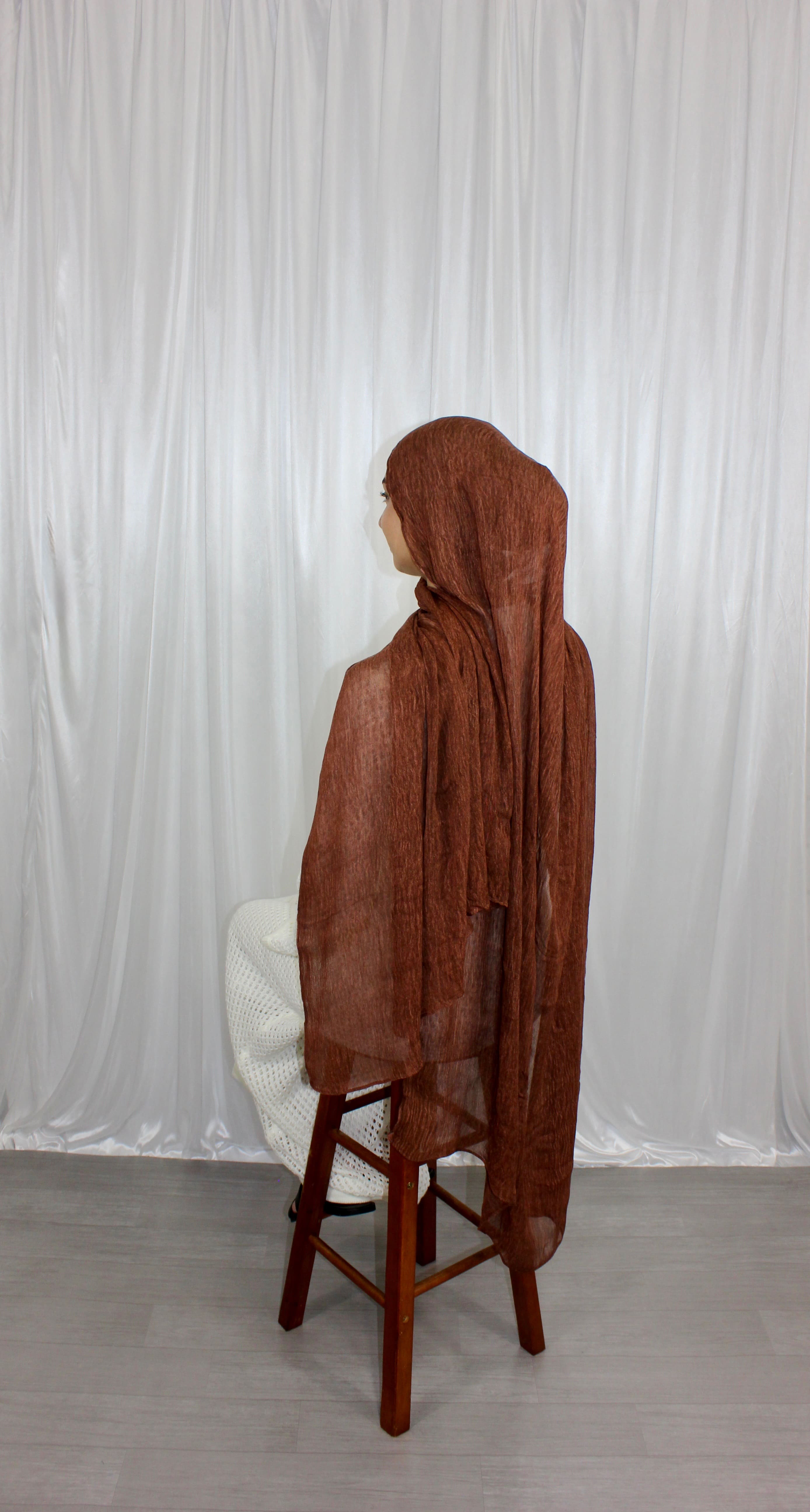 Red Brown Crinkle Hijab
