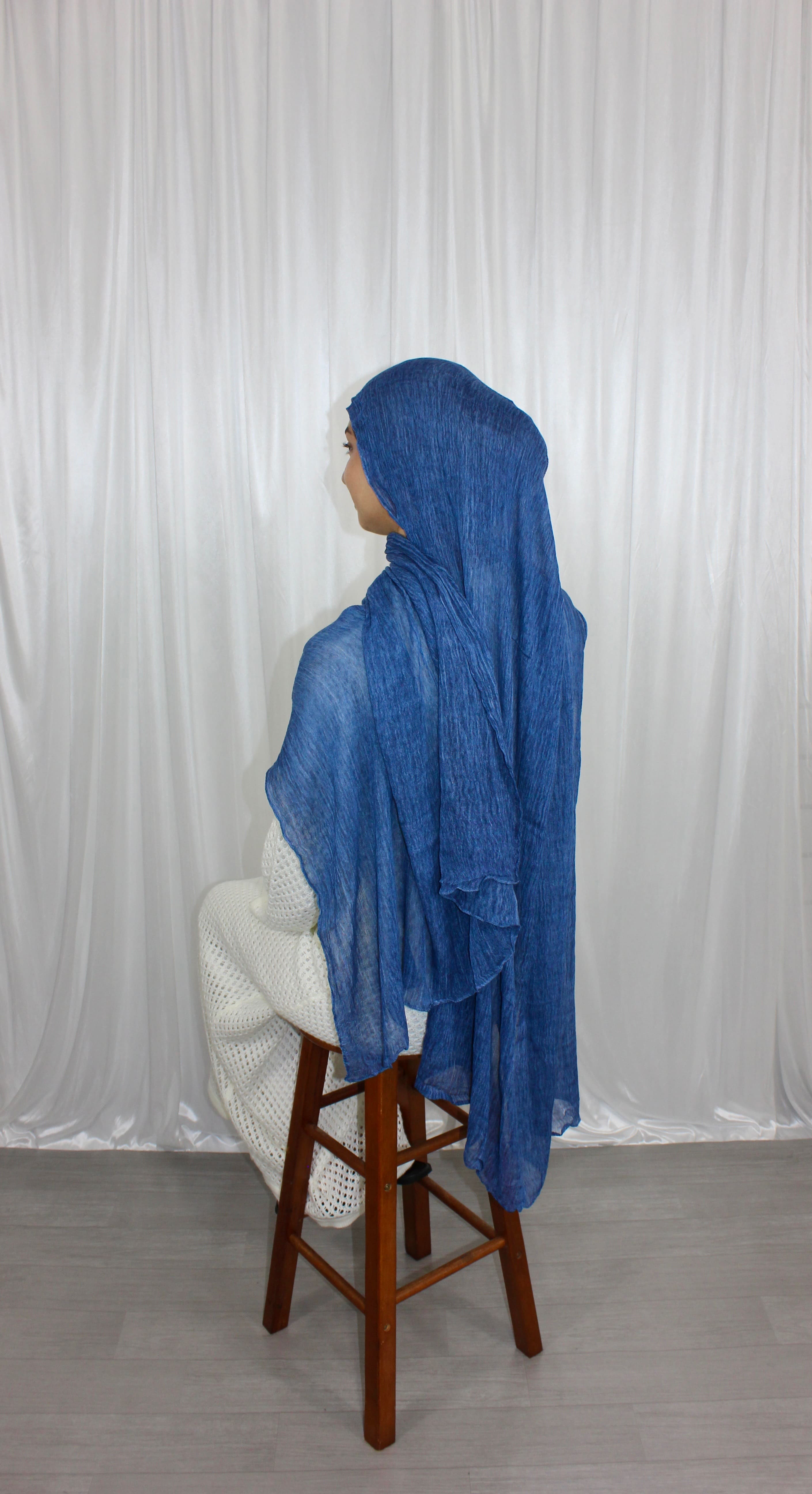 Dark Blue Crinkle Hijab