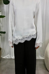 White Lace Trim Blouse