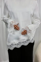 White Lace Trim Blouse