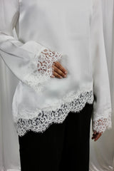 White Lace Trim Blouse
