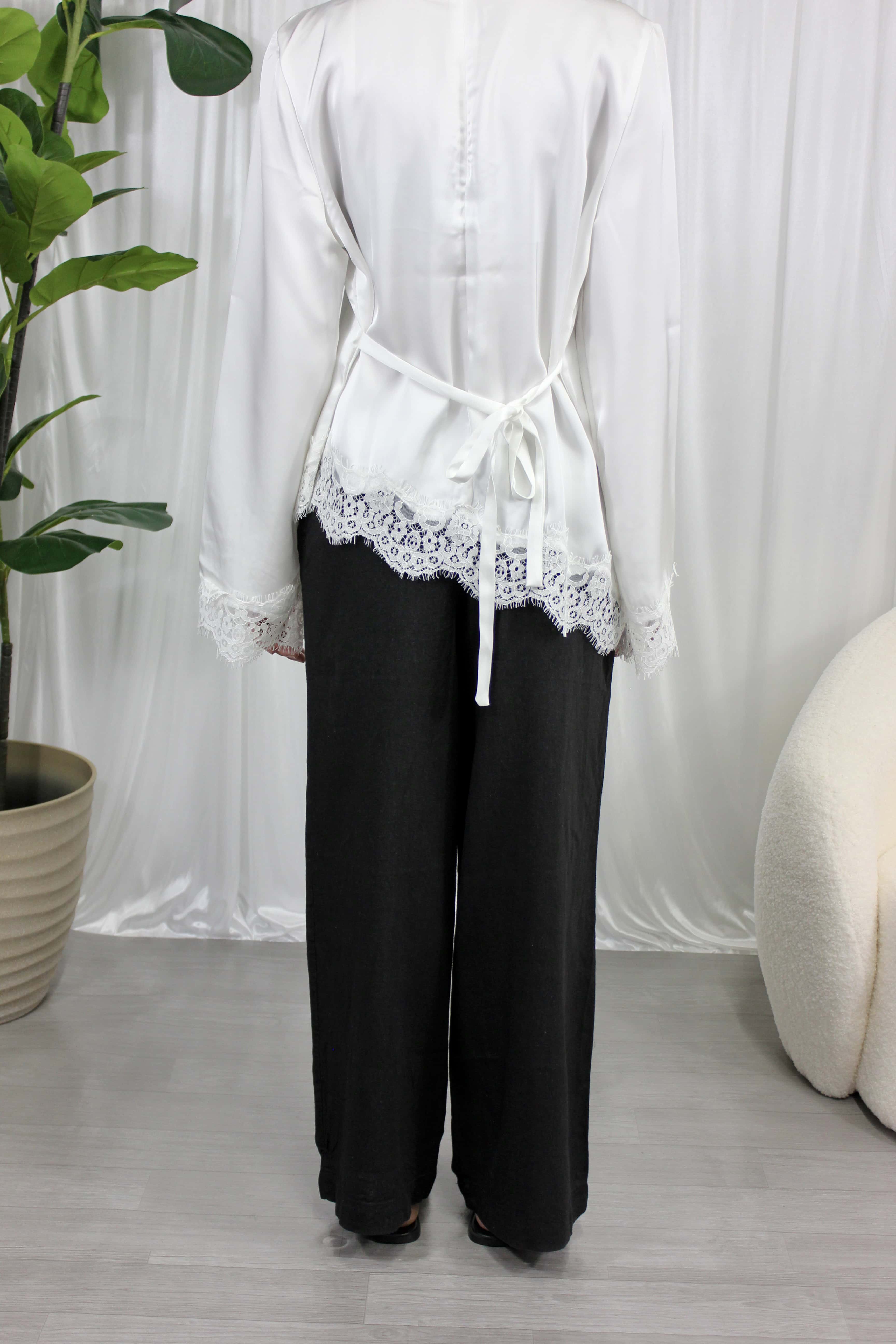 White Lace Trim Blouse