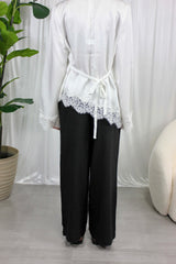 White Lace Trim Blouse