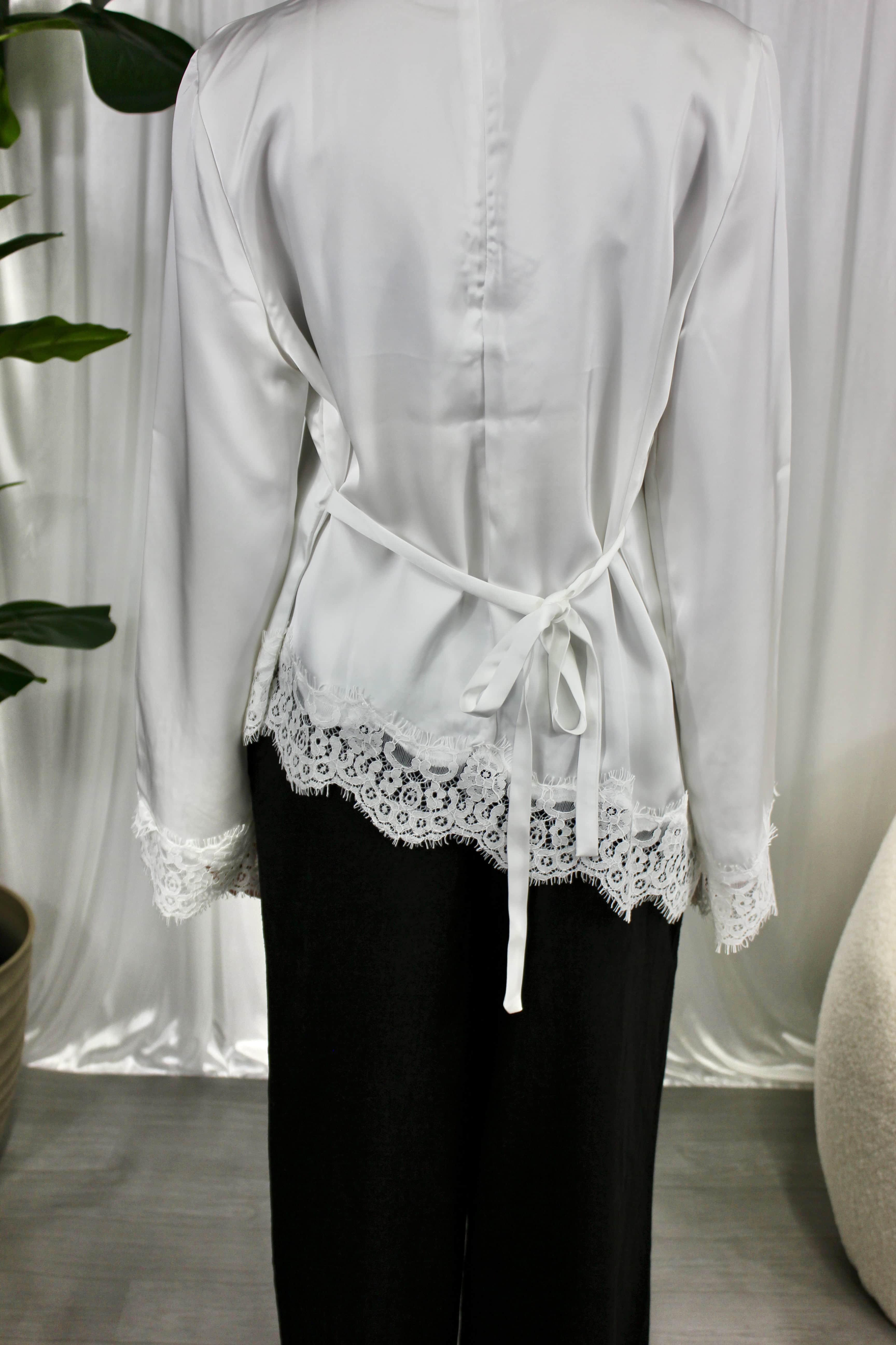 White Lace Trim Blouse