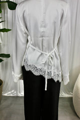 White Lace Trim Blouse