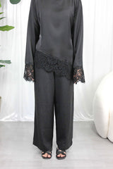 Black Lace Trim Blouse