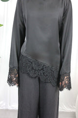 Black Lace Trim Blouse