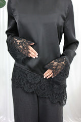 Black Lace Trim Blouse
