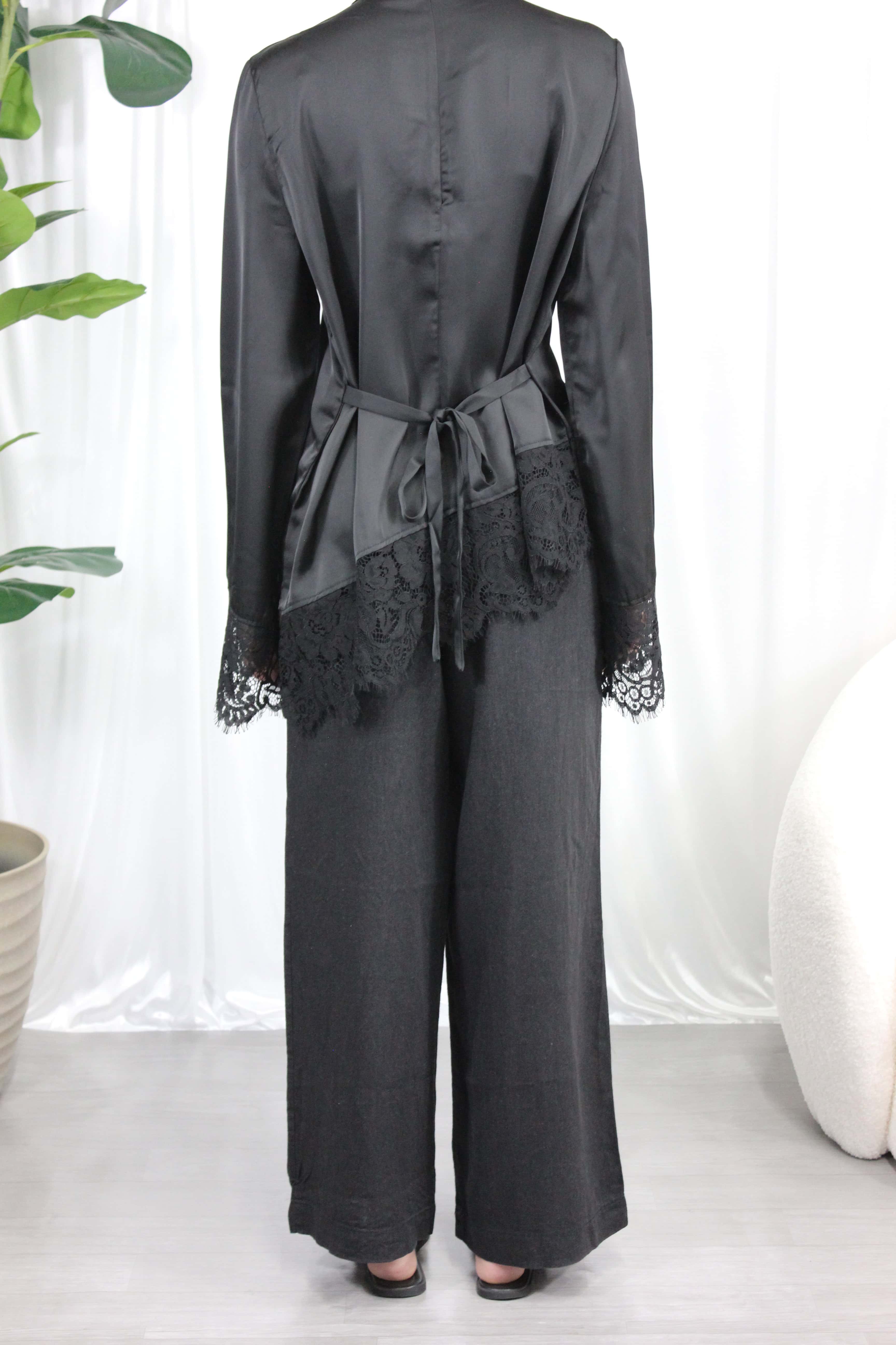 Black Lace Trim Blouse