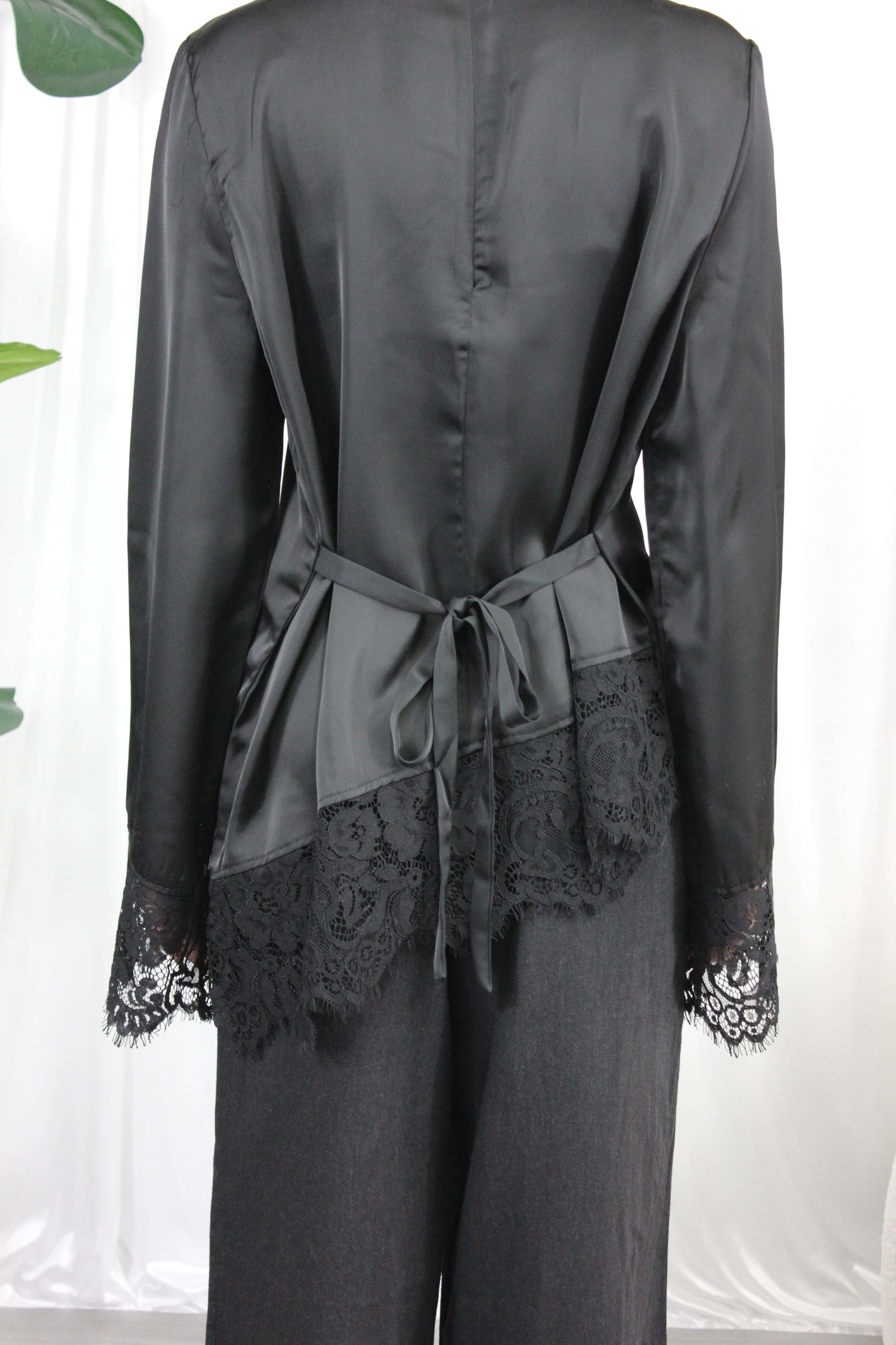 Black Lace Trim Blouse