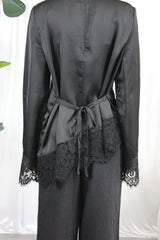 Black Lace Trim Blouse