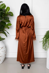 Maryam Satin Dress - Brown