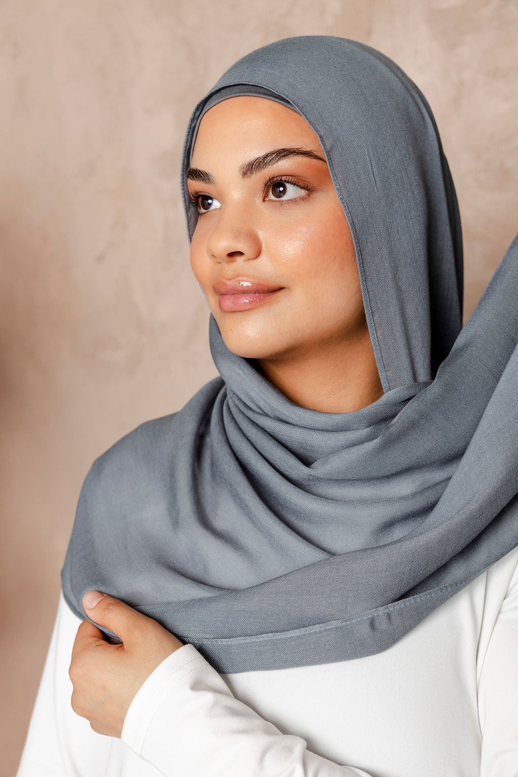 Slate Grey – Modal Hijab Set with Matching Under Cap