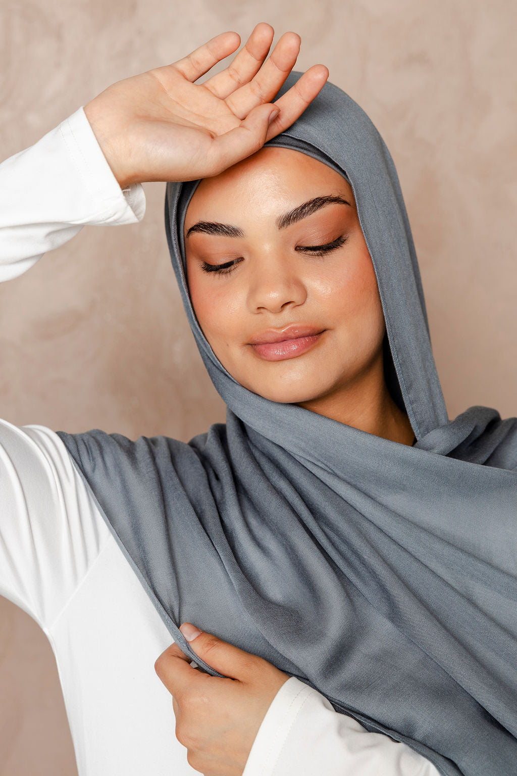 Slate Grey – Modal Hijab Set with Matching Under Cap