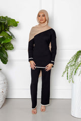 Sana Ribbed Knit Two Piece Set - Black