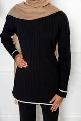 Sana Ribbed Knit Two Piece Set - Black