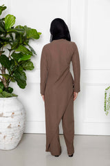 Layla Draped Two Piece Set with Asymmetric Top - Light Brown