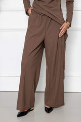 Layla Draped Two Piece Set with Asymmetric Top - Light Brown