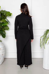 Layla Draped Two Piece Set with Asymmetric Top - Black