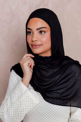 Midnight Black - Modal Hijab Set with Matching Under Cap