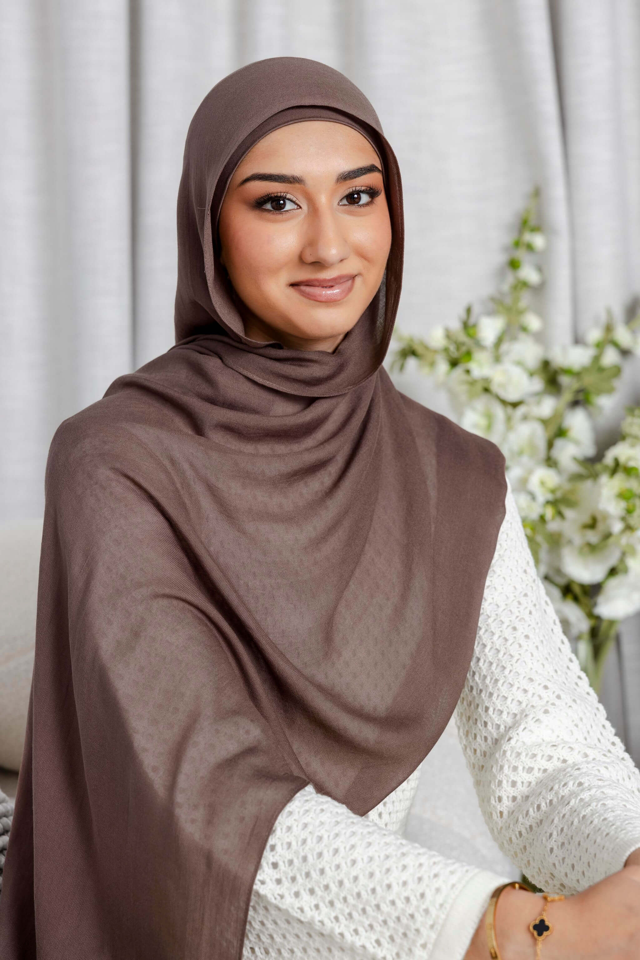 Coffee - Modal Hijab Set with Matching Under Cap